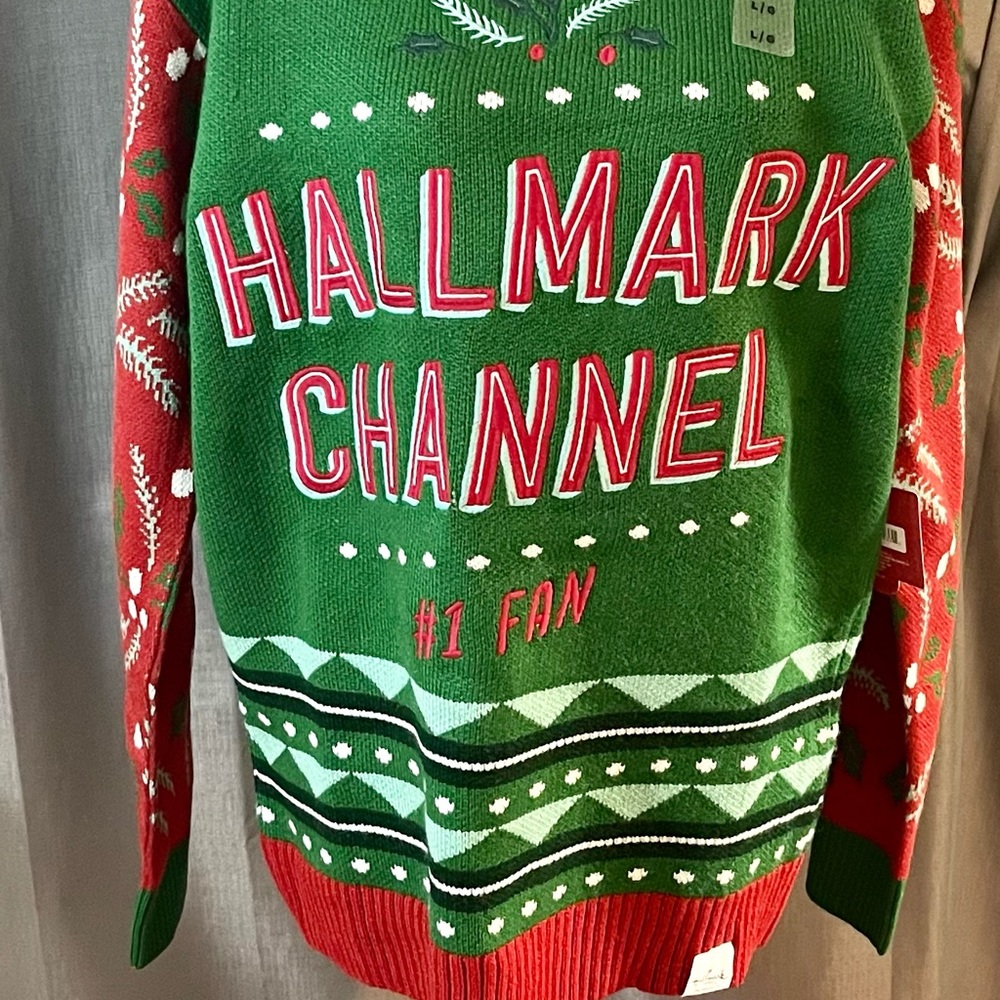 Hallmark Channel Green and Red Women's Sweater